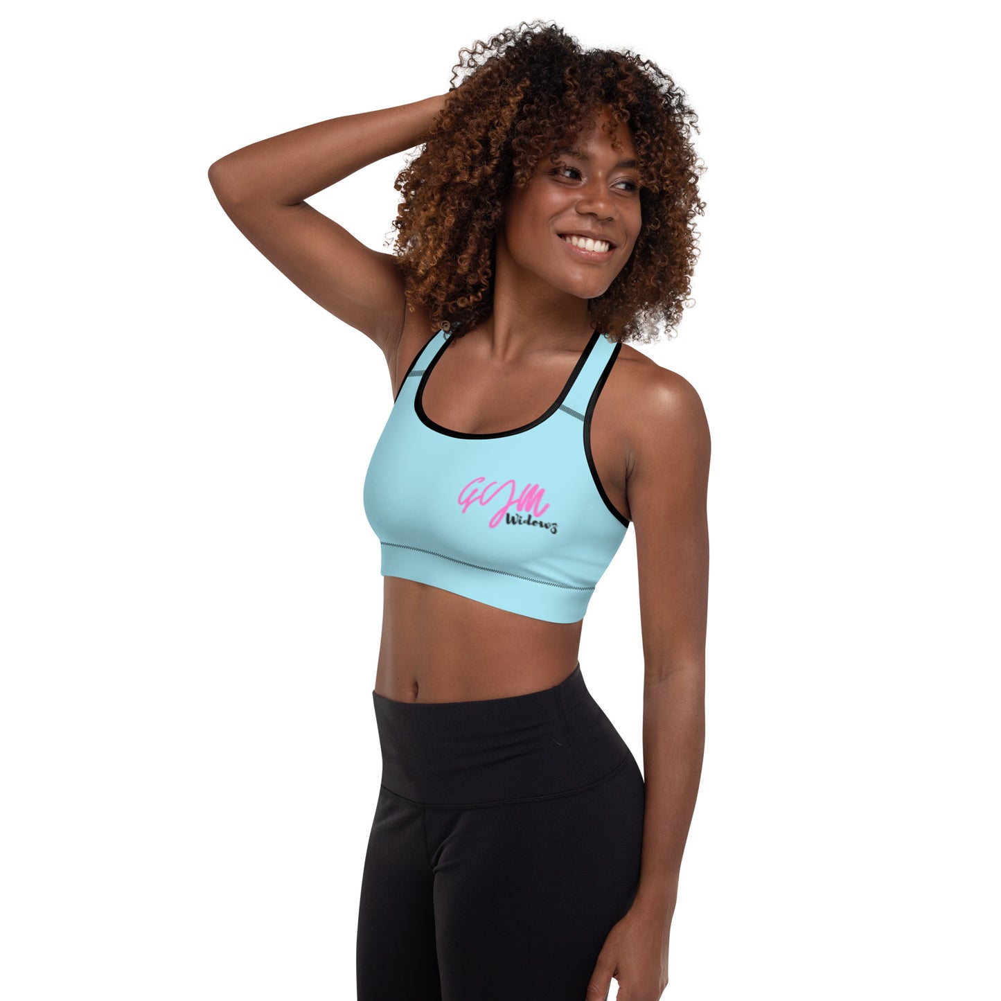 GymWidowz Padded Sports Bra - Light Blue