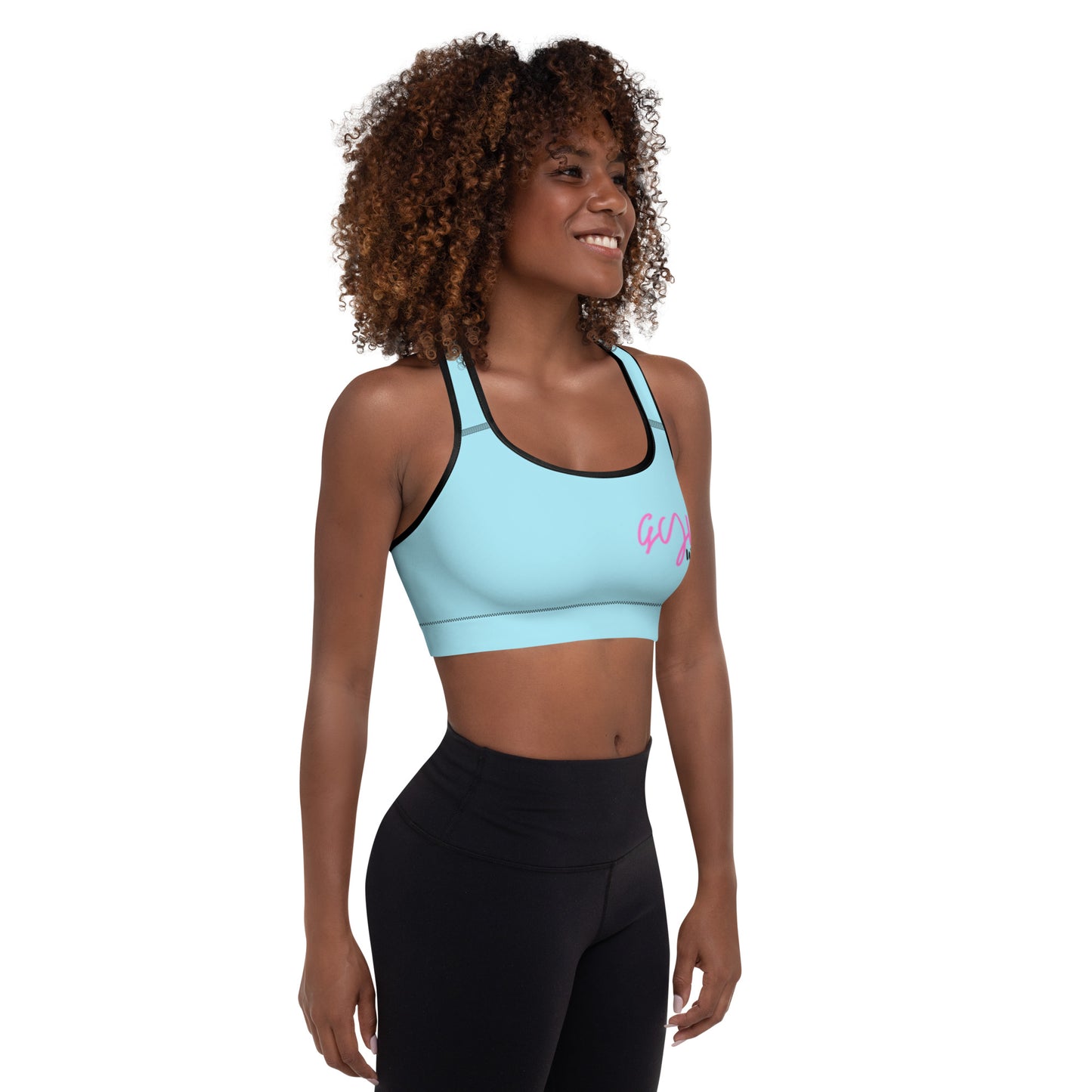 GymWidowz Padded Sports Bra - Light Blue