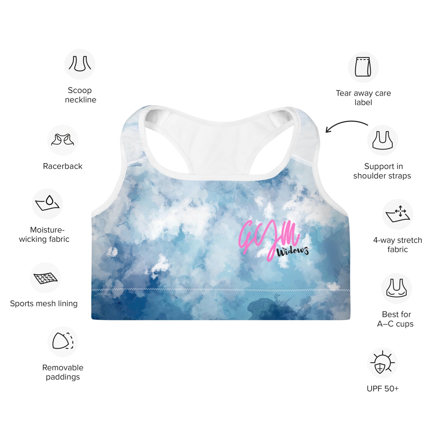 GymWidowz Padded Sports Bra - Watercolour