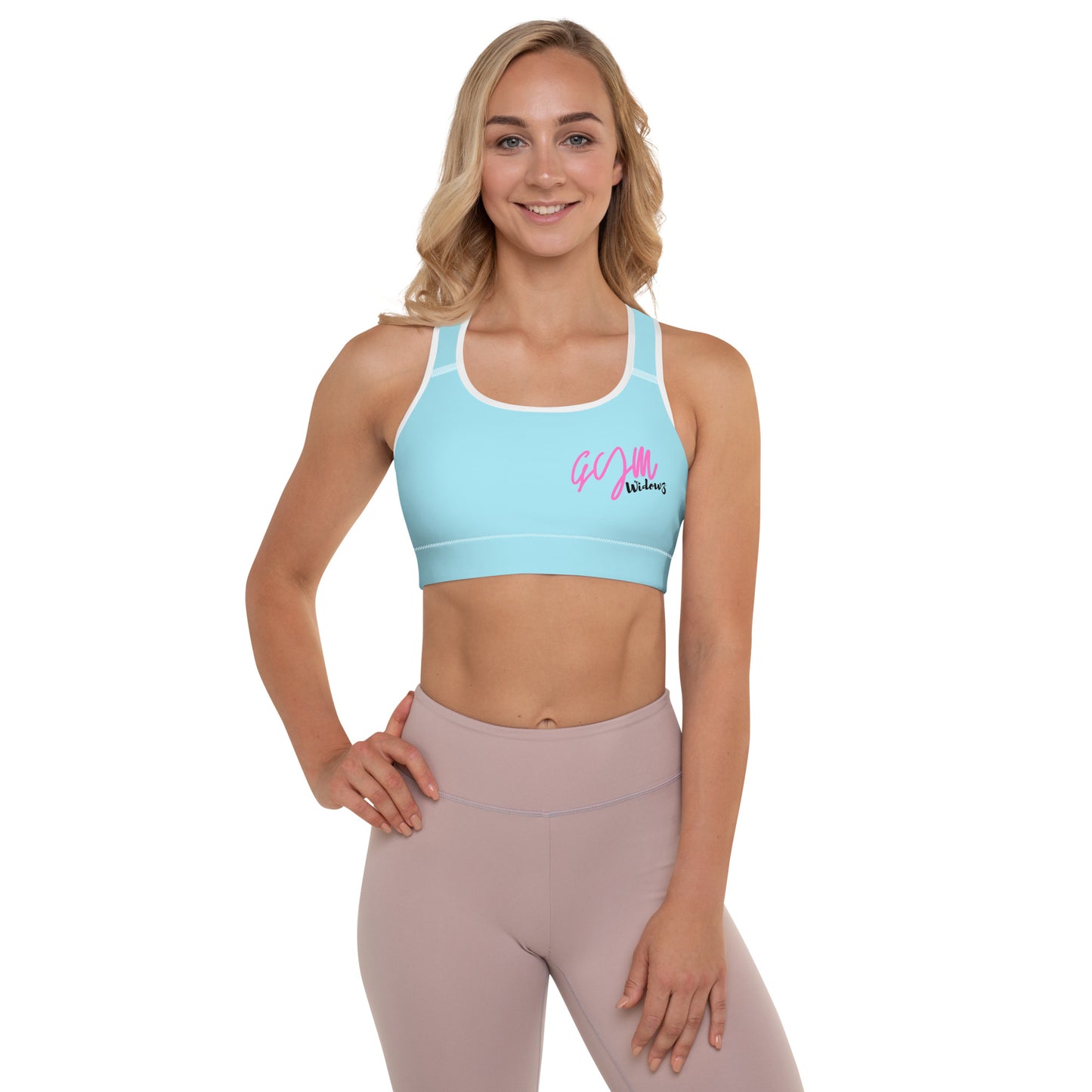 GymWidowz Padded Sports Bra - Light Blue