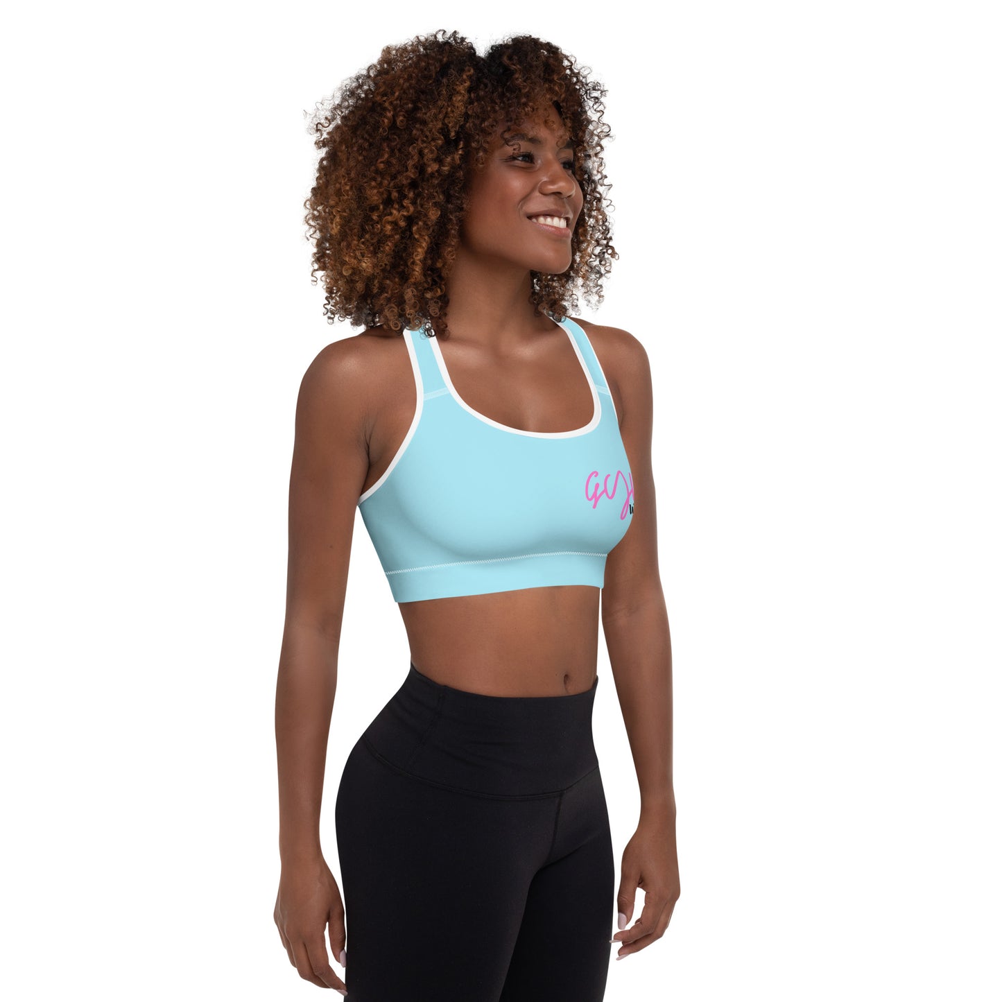 GymWidowz Padded Sports Bra - Light Blue