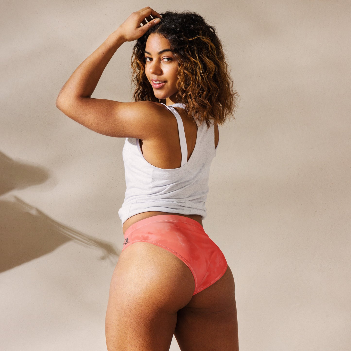 GymWidowz Recycled high-waisted bikini bottom - Coral