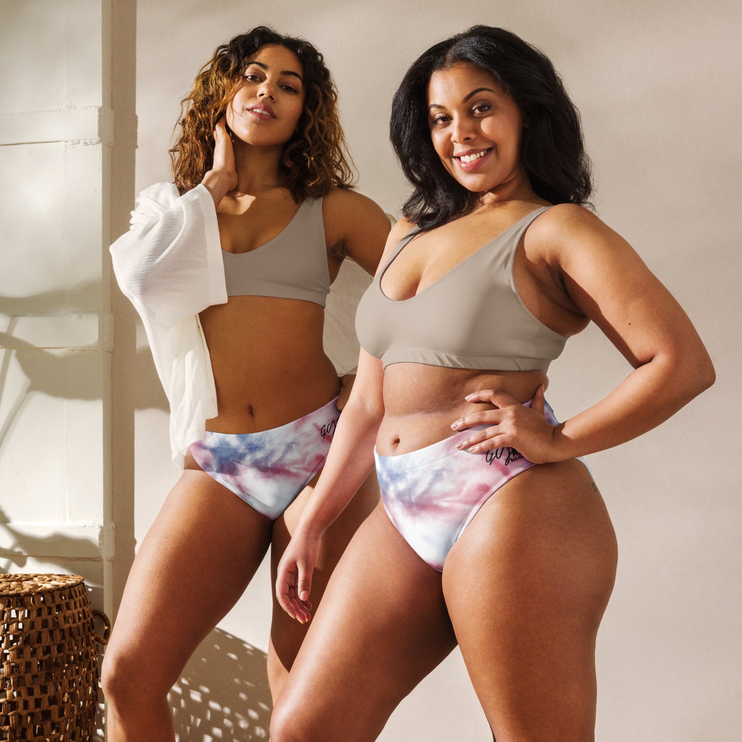 GymWidowz Recycled high-waisted bikini bottom - Dark Tie Dye