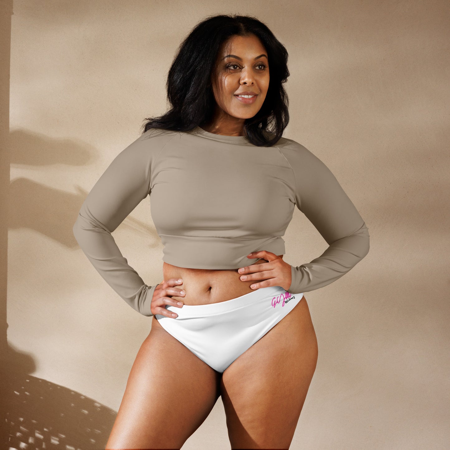 GymWidowz Recycled high-waisted bikini bottom - White