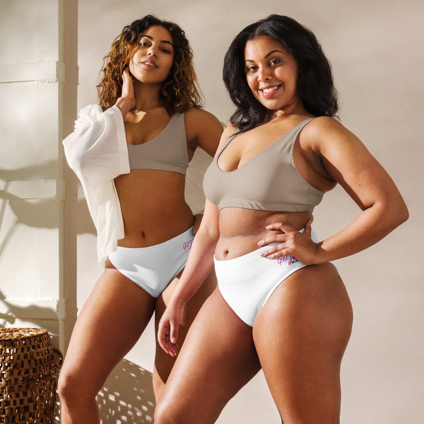 GymWidowz Recycled high-waisted bikini bottom - White