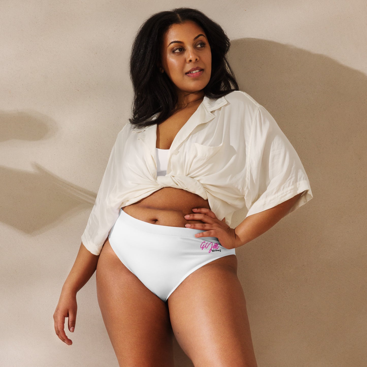 GymWidowz Recycled high-waisted bikini bottom - White