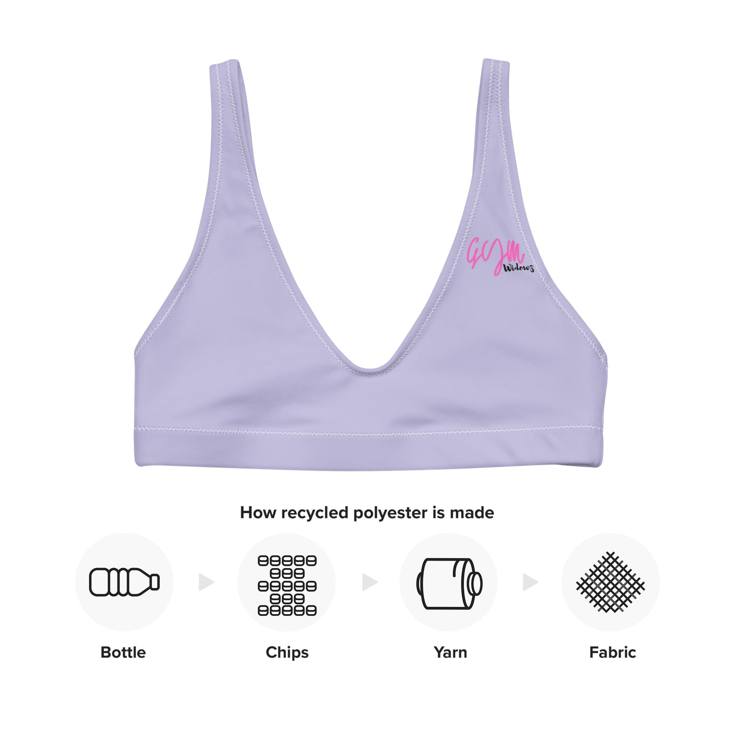 GymWidowz Recycled padded bikini top - Lilac