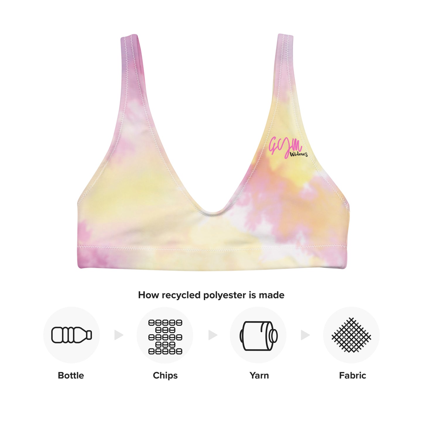 GymWidowz Recycled padded bikini top - Light Tie Dye