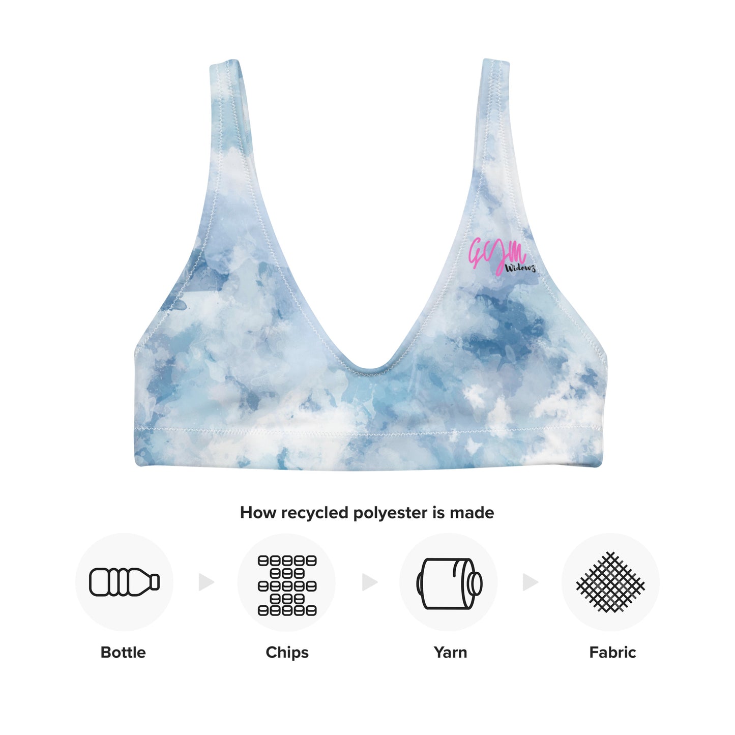 GymWidowz Recycled padded bikini top - Watercolour