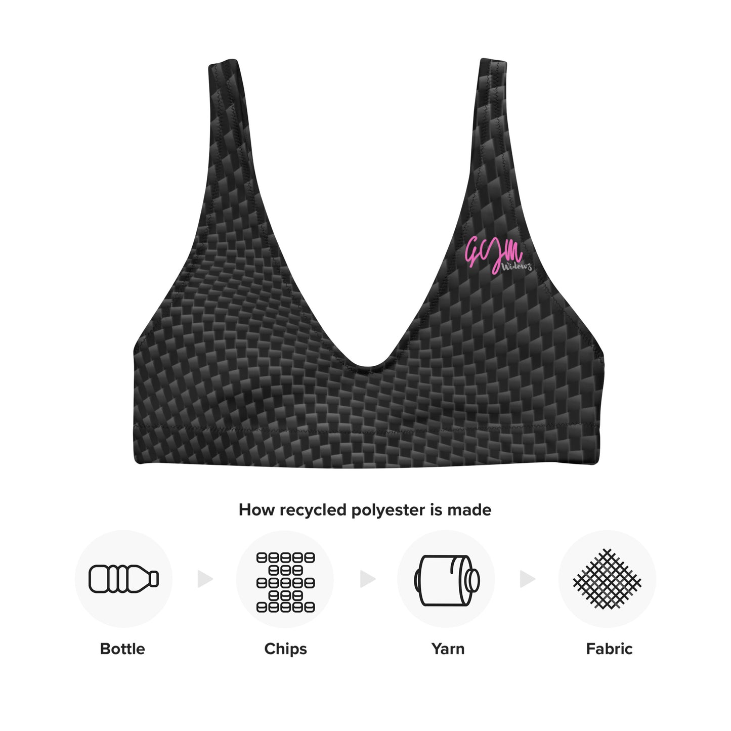 GymWidowz Recycled padded bikini top - Carbon Fibre