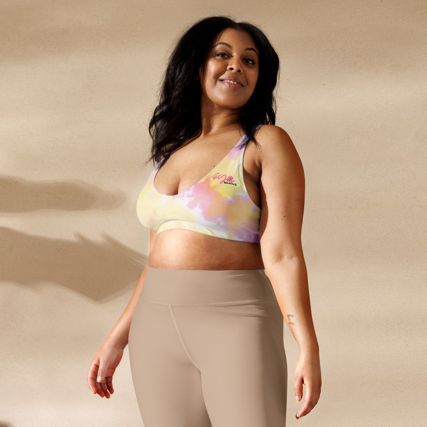 GymWidowz Recycled padded bikini top - Light Tie Dye