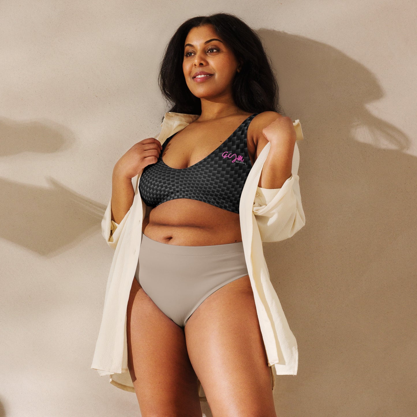 GymWidowz Recycled padded bikini top - Carbon Fibre