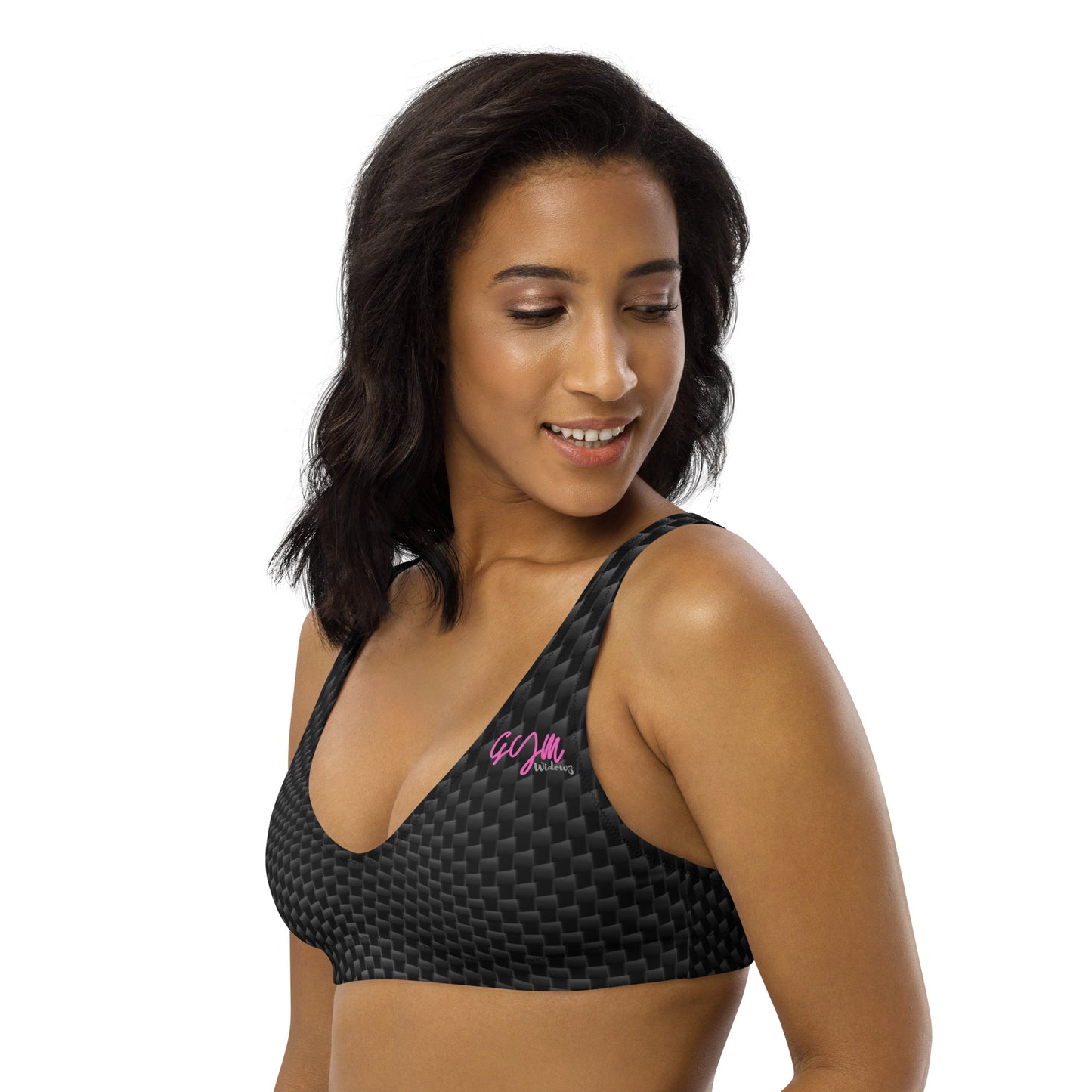 GymWidowz Recycled padded bikini top - Carbon Fibre