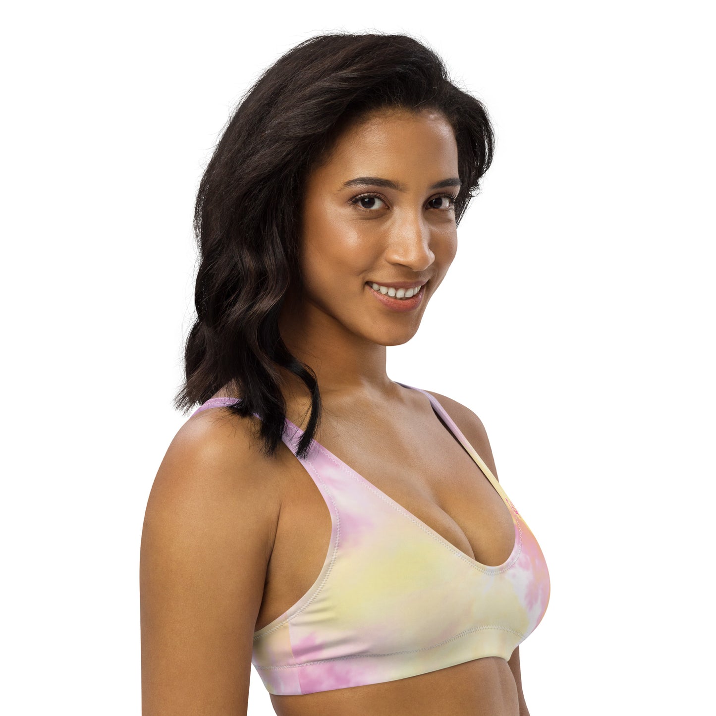 GymWidowz Recycled padded bikini top - Light Tie Dye