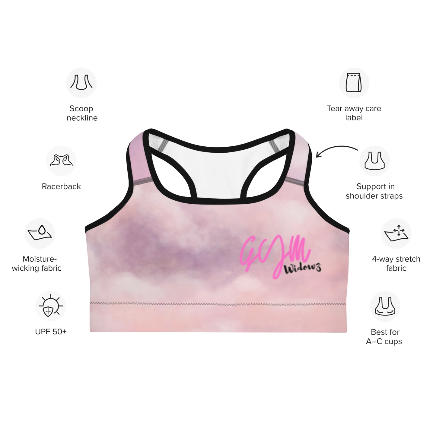 GymWidowz Sports bra - Clouds