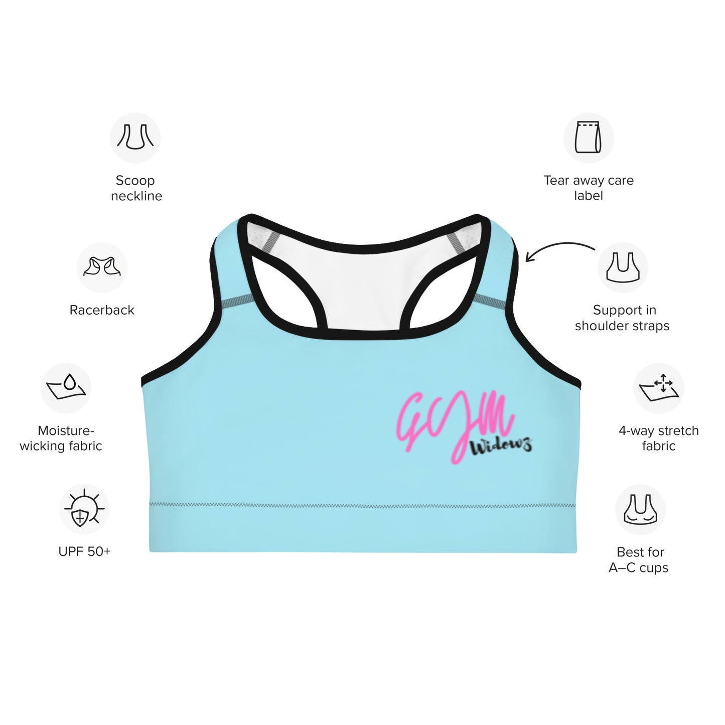 GymWidowz Sports bra - Light Blue