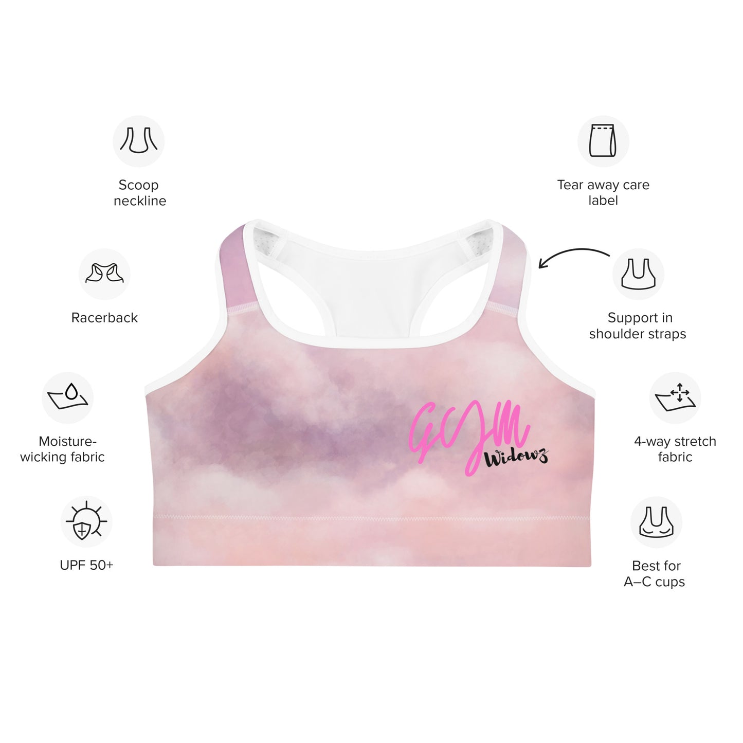 GymWidowz Sports bra - Clouds