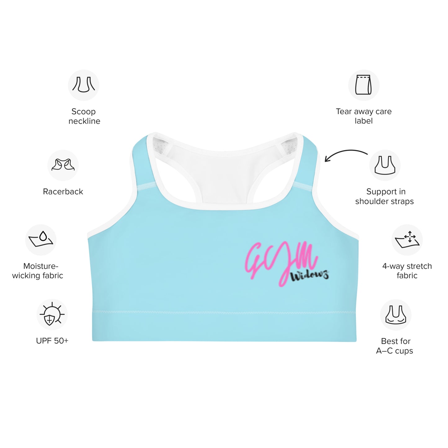 GymWidowz Sports bra - Light Blue