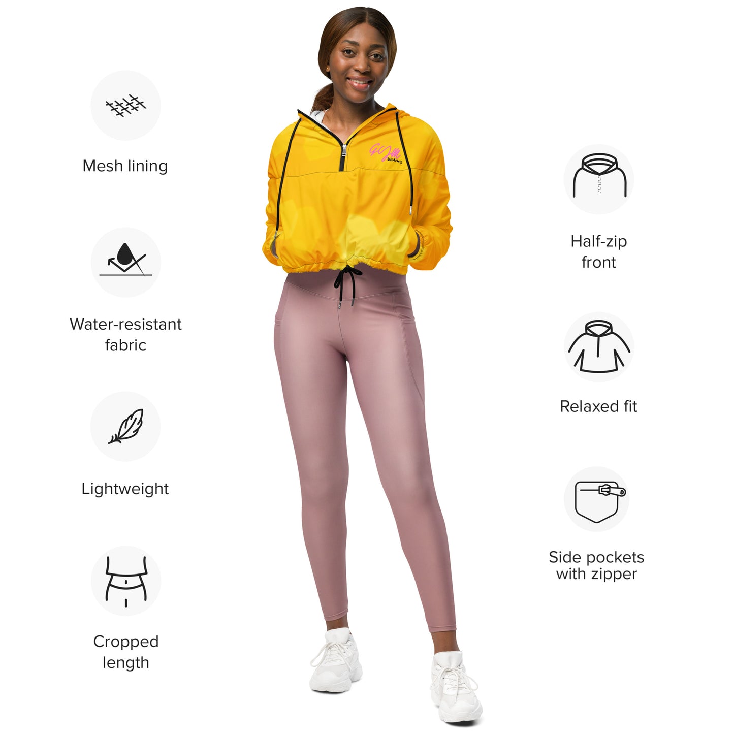 GymWidowz Women’s cropped windbreaker - Sunspot