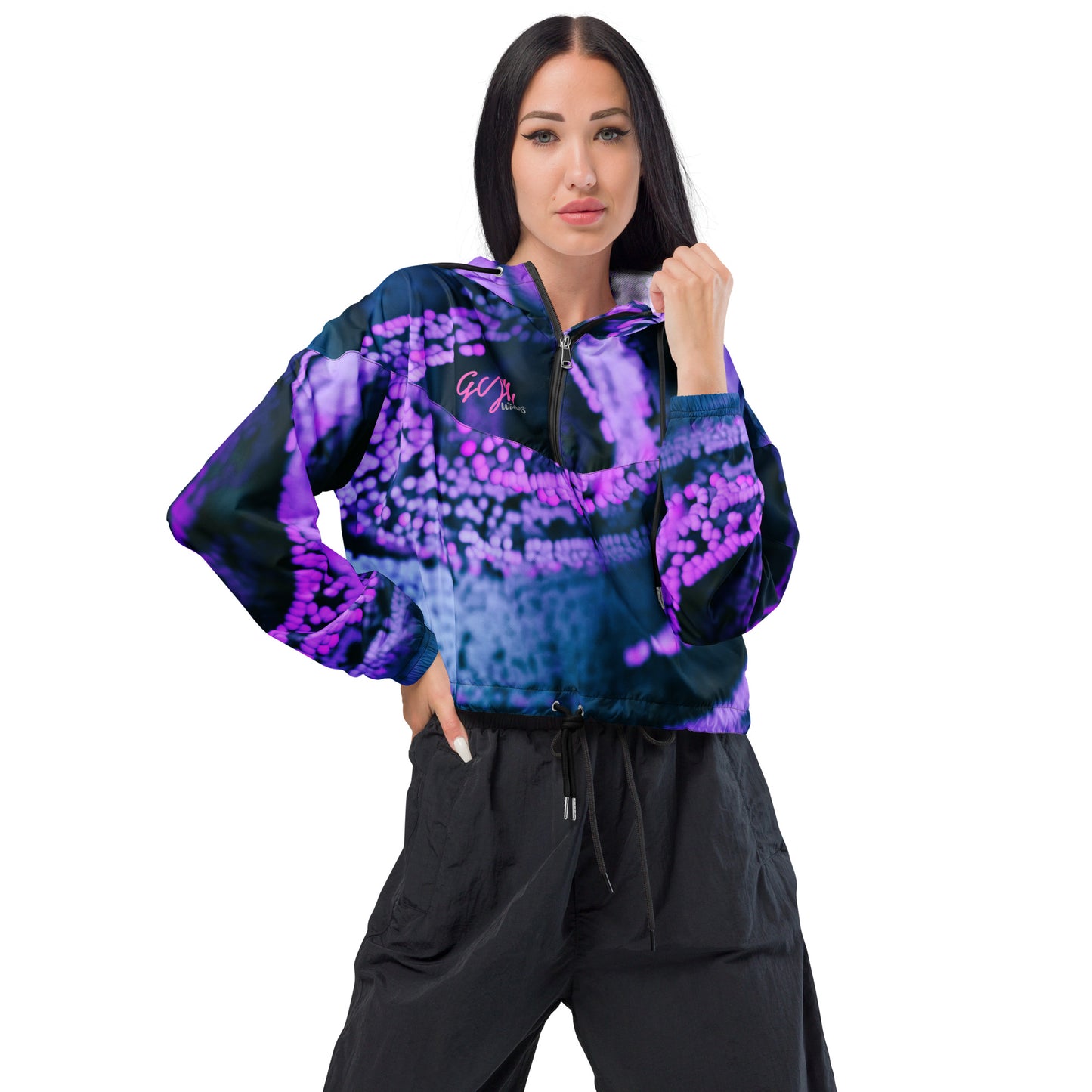 GymWidowz Women’s cropped windbreaker - Purple Swirl