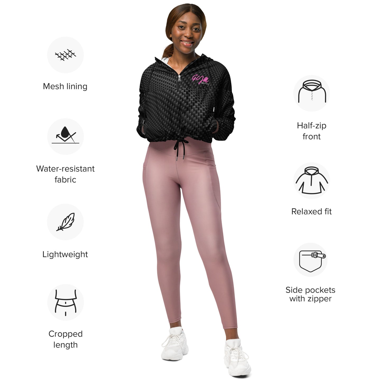 GymWidowz Women’s cropped windbreaker - Carbon Fibre