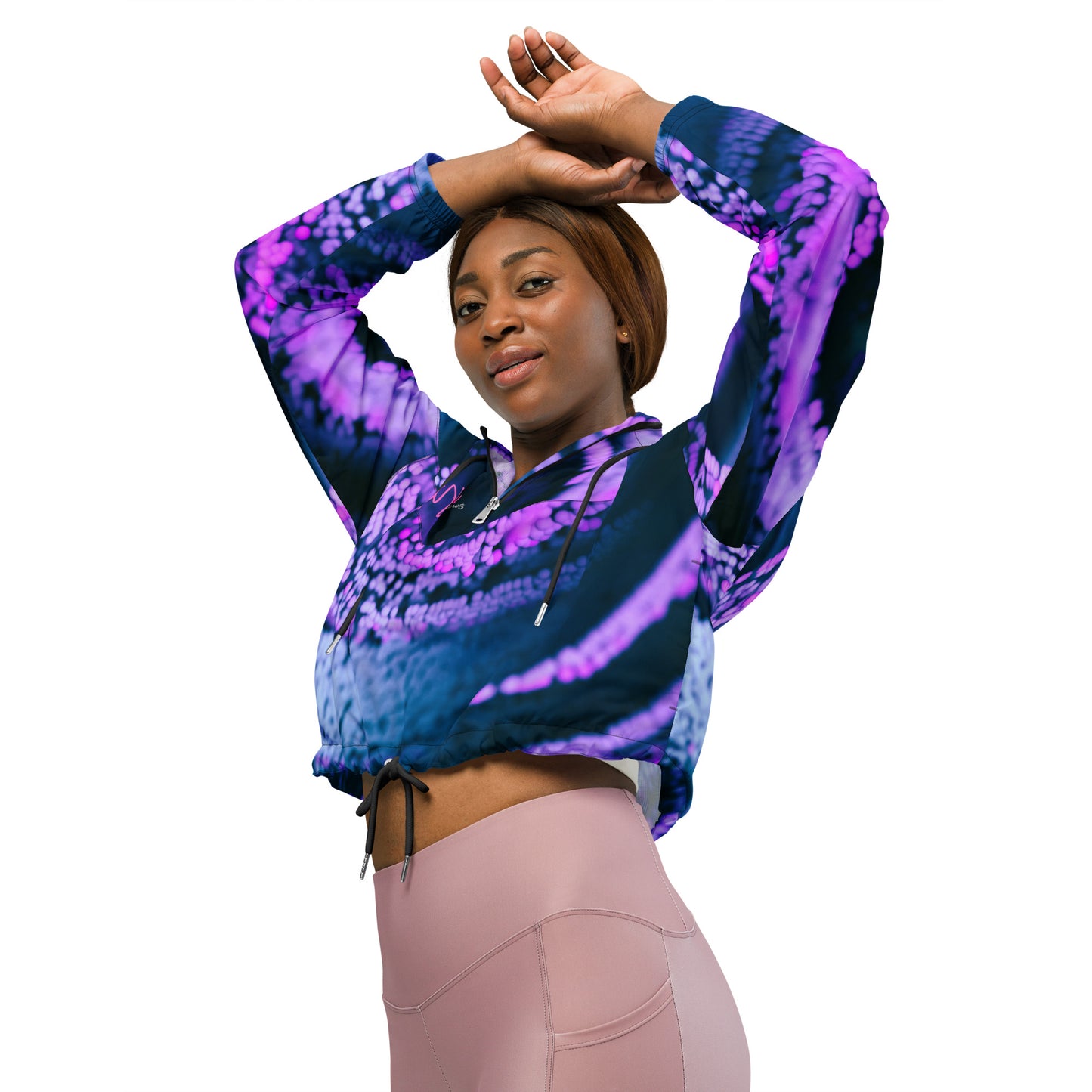 GymWidowz Women’s cropped windbreaker - Purple Swirl