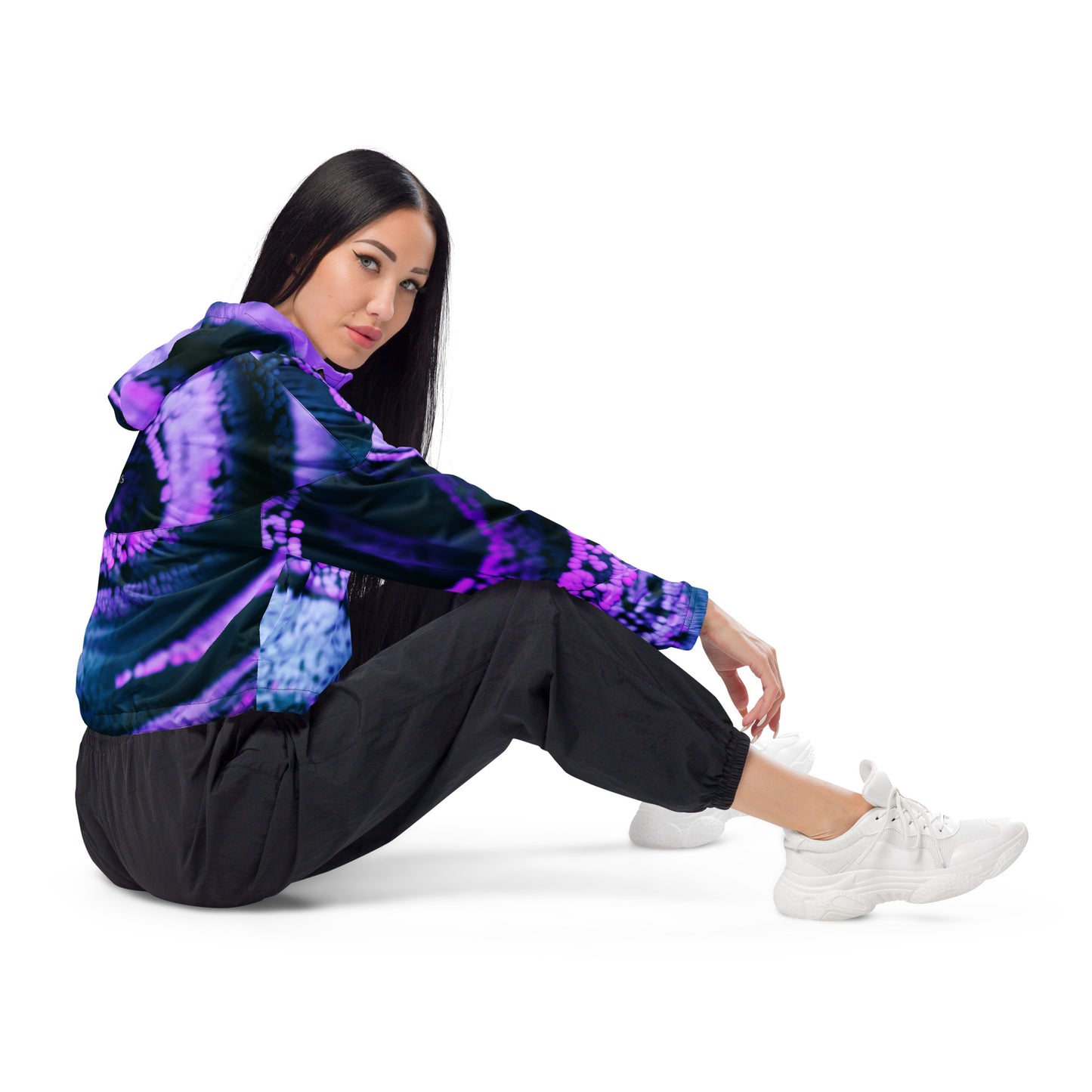 GymWidowz Women’s cropped windbreaker - Purple Swirl