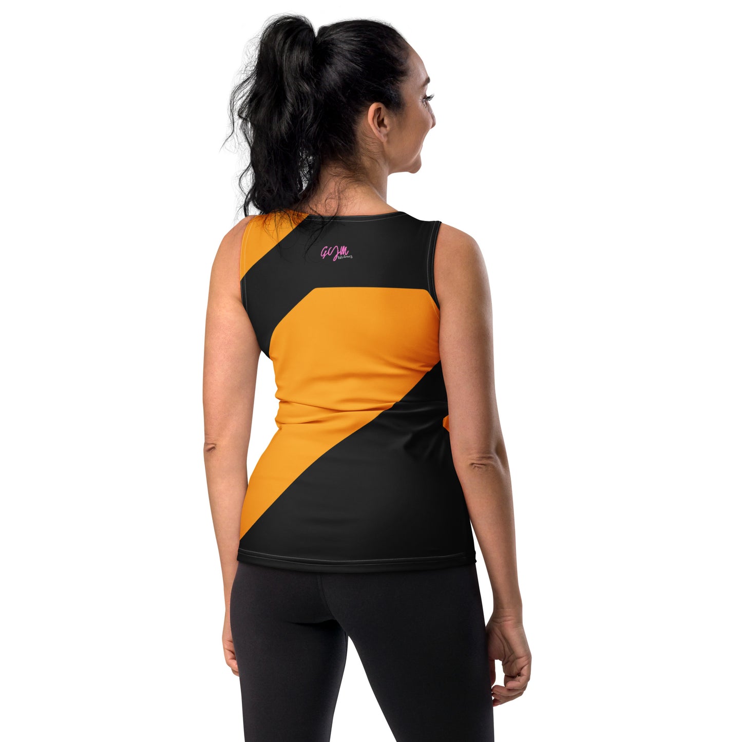 GymWidowz Sublimation Cut & Sew Tank Top - Abstract Black/Yellow