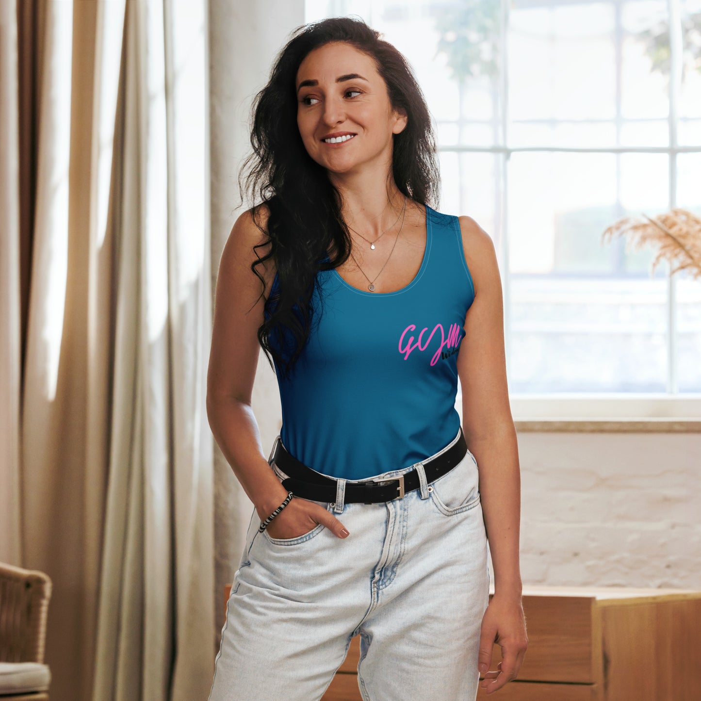 GymWidowz Sublimation Cut & Sew Tank Top - Cerulean Blue