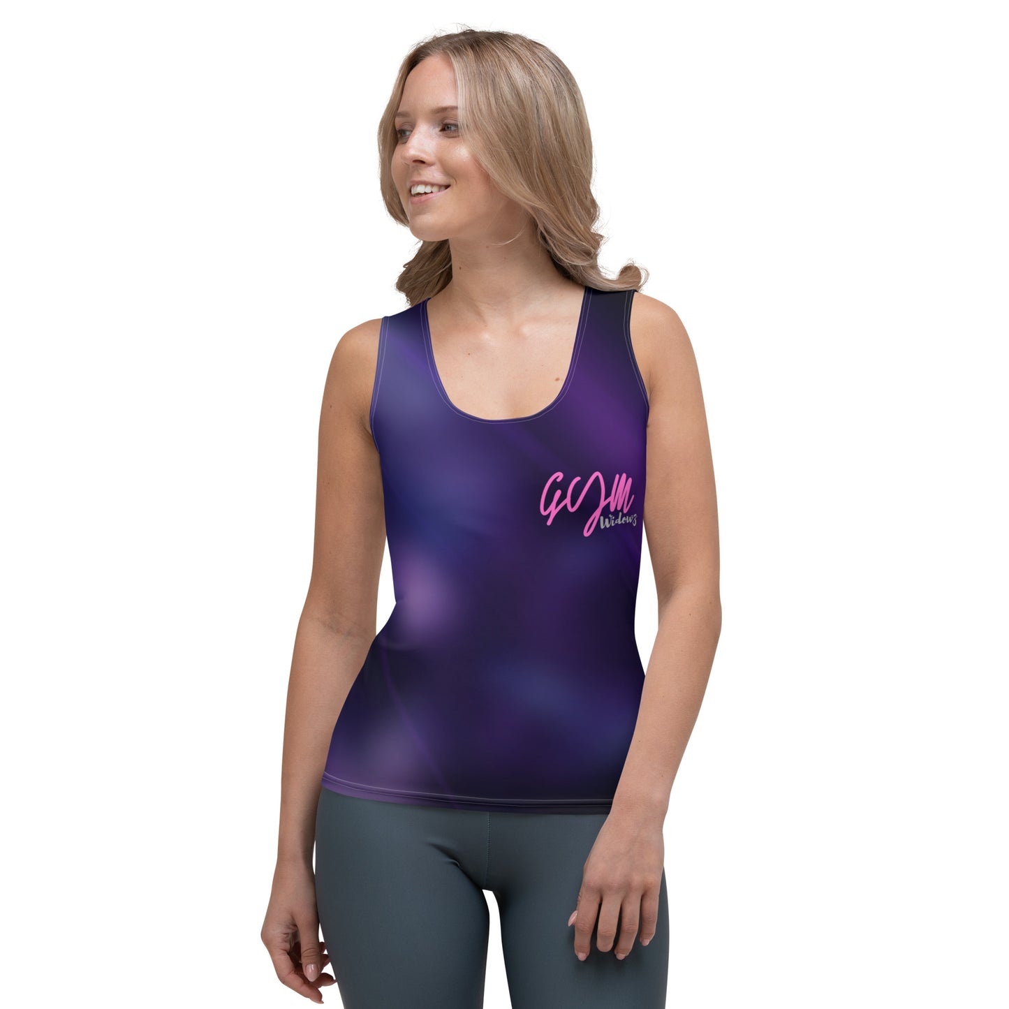 GymWidowz Sublimation Cut & Sew Tank Top - Purple Nebula