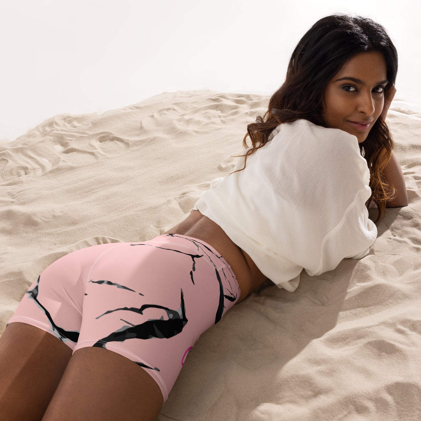 GymWidowz Yoga Shorts - Pink (Marble)