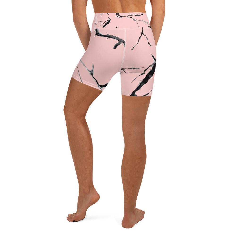 GymWidowz Yoga Shorts - Pink (Marble)