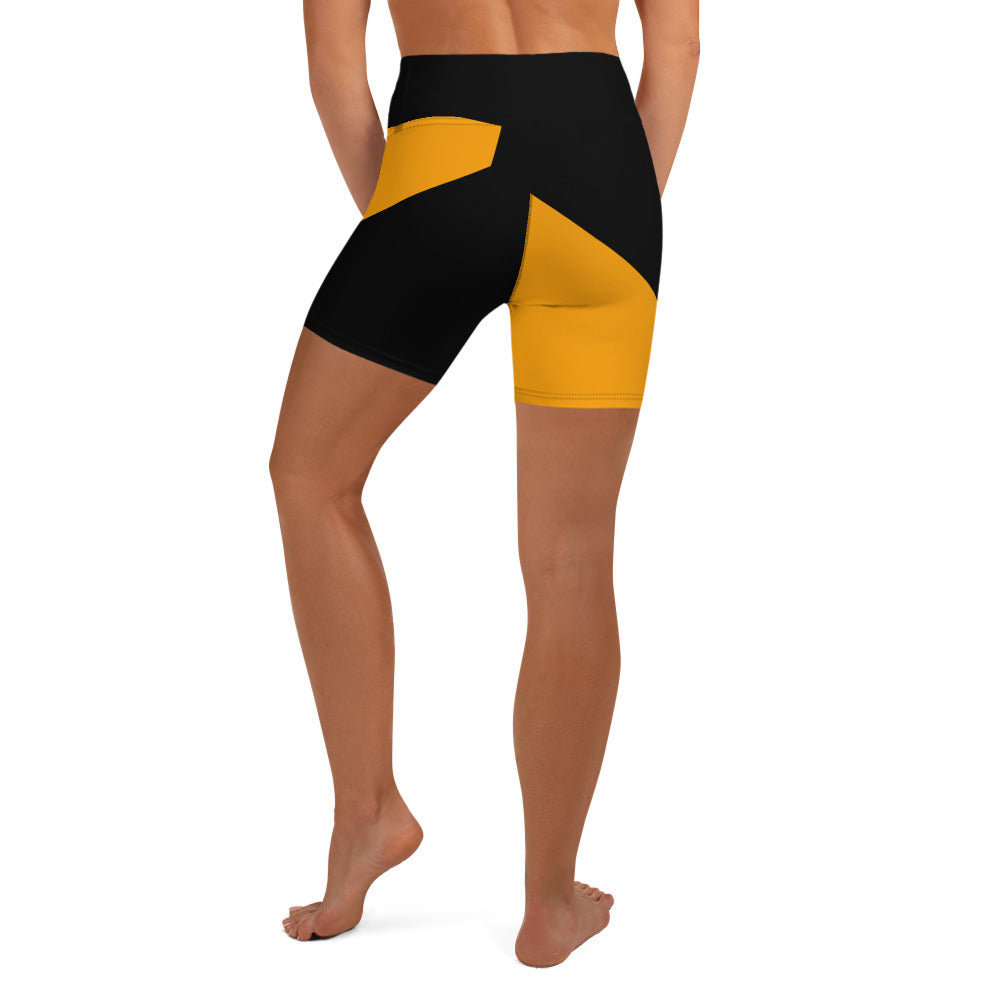 GymWidowz Yoga Shorts - Abstract Black/Yellow