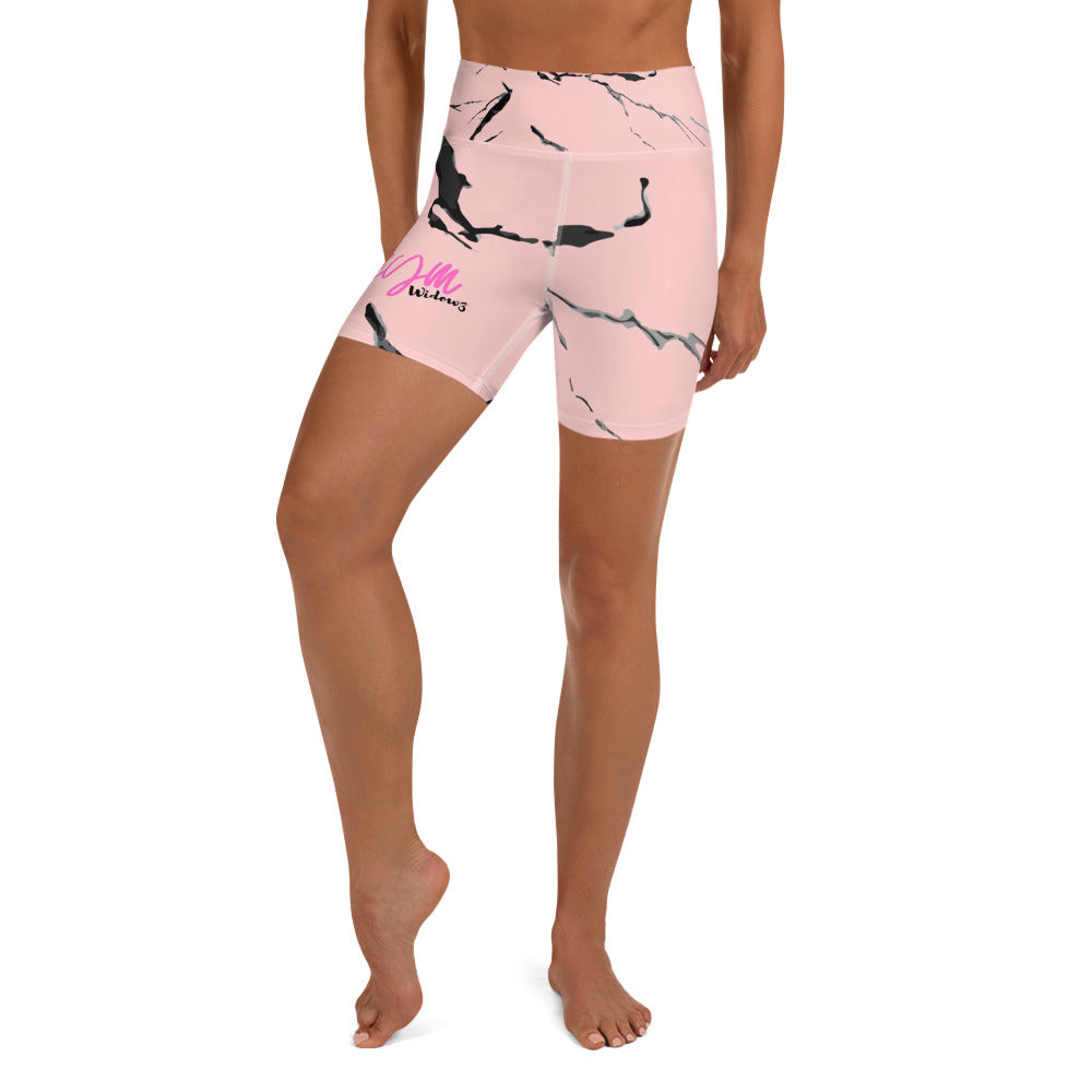 GymWidowz Yoga Shorts - Pink (Marble)