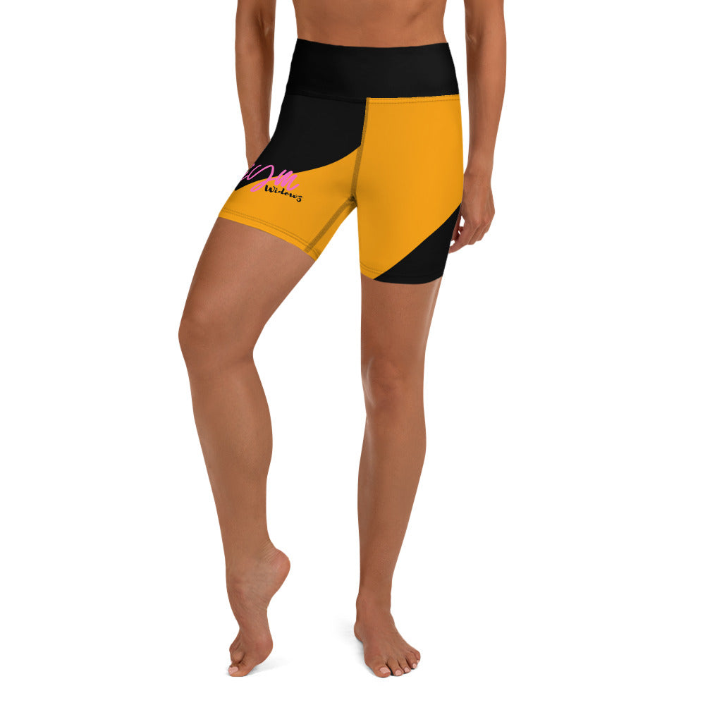 GymWidowz Yoga Shorts - Abstract Black/Yellow