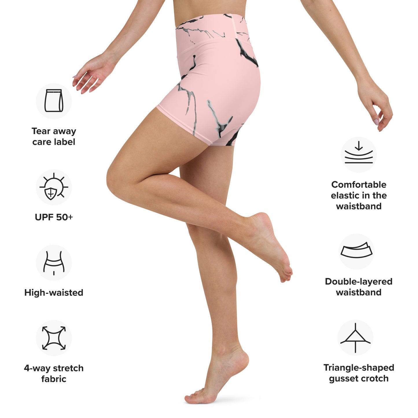 GymWidowz Yoga Shorts - Pink (Marble)