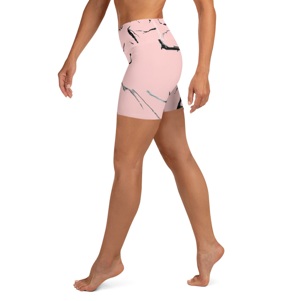 GymWidowz Yoga Shorts - Pink (Marble)