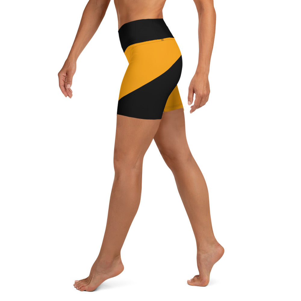 GymWidowz Yoga Shorts - Abstract Black/Yellow