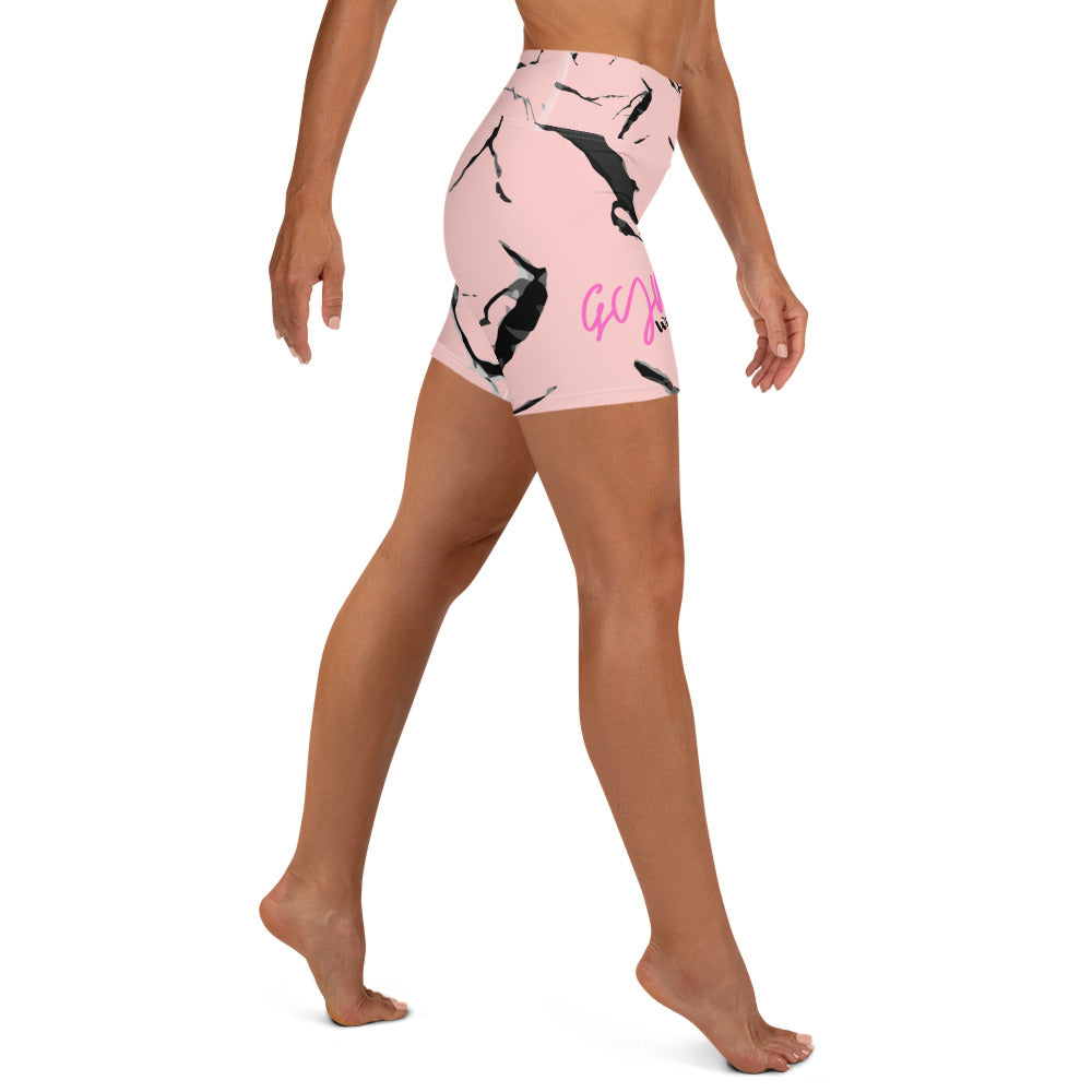GymWidowz Yoga Shorts - Pink (Marble)