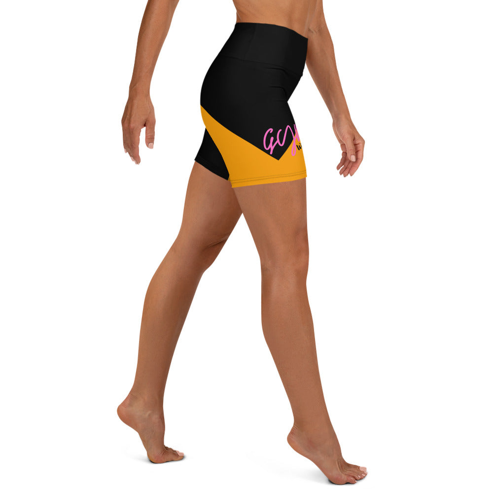 GymWidowz Yoga Shorts - Abstract Black/Yellow