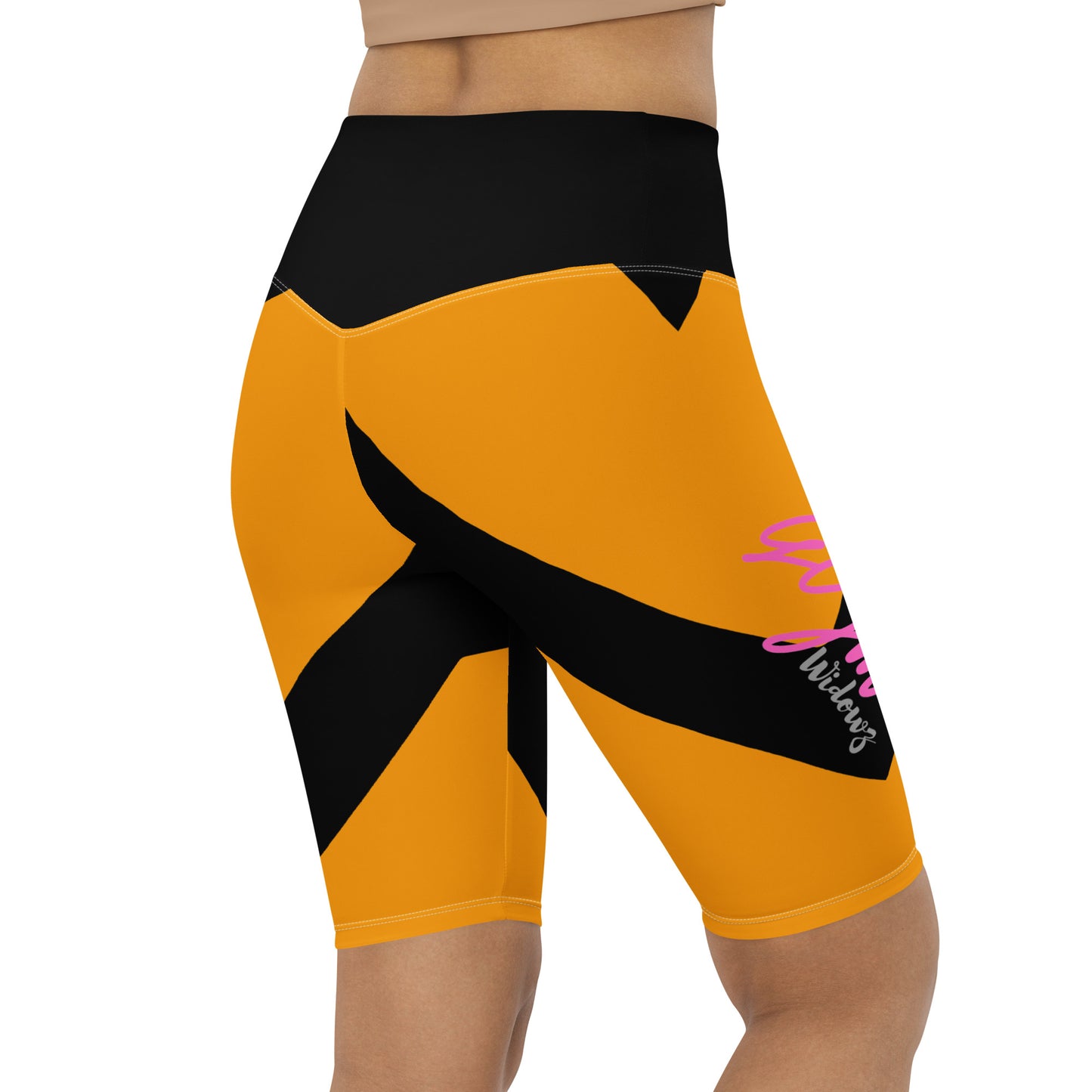 GymWidowz Biker Shorts - Abstract Black/Yellow