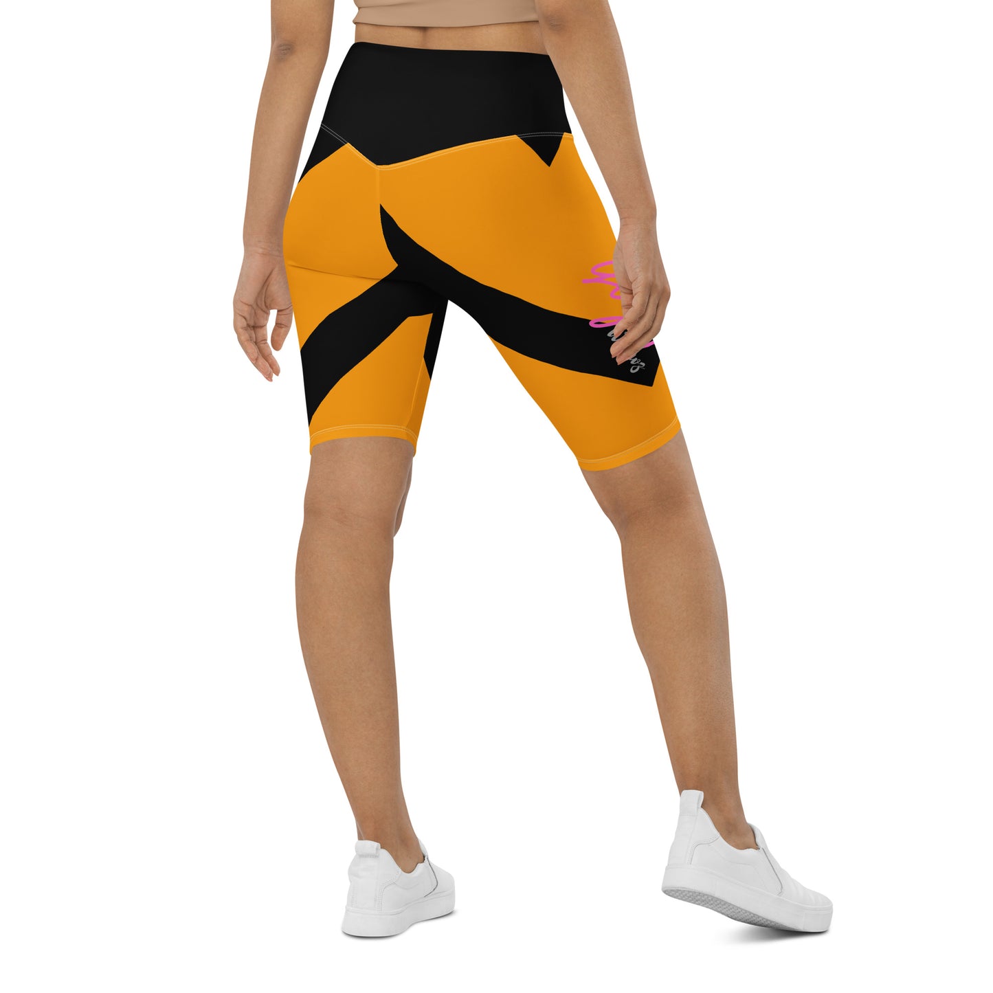 GymWidowz Biker Shorts - Abstract Black/Yellow