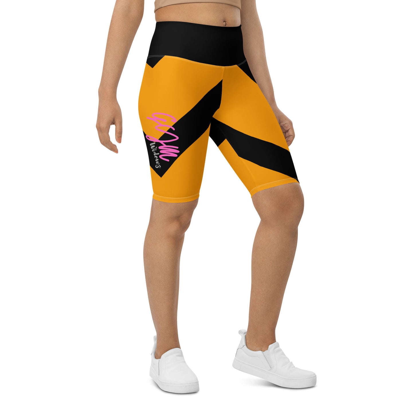 GymWidowz Biker Shorts - Abstract Black/Yellow