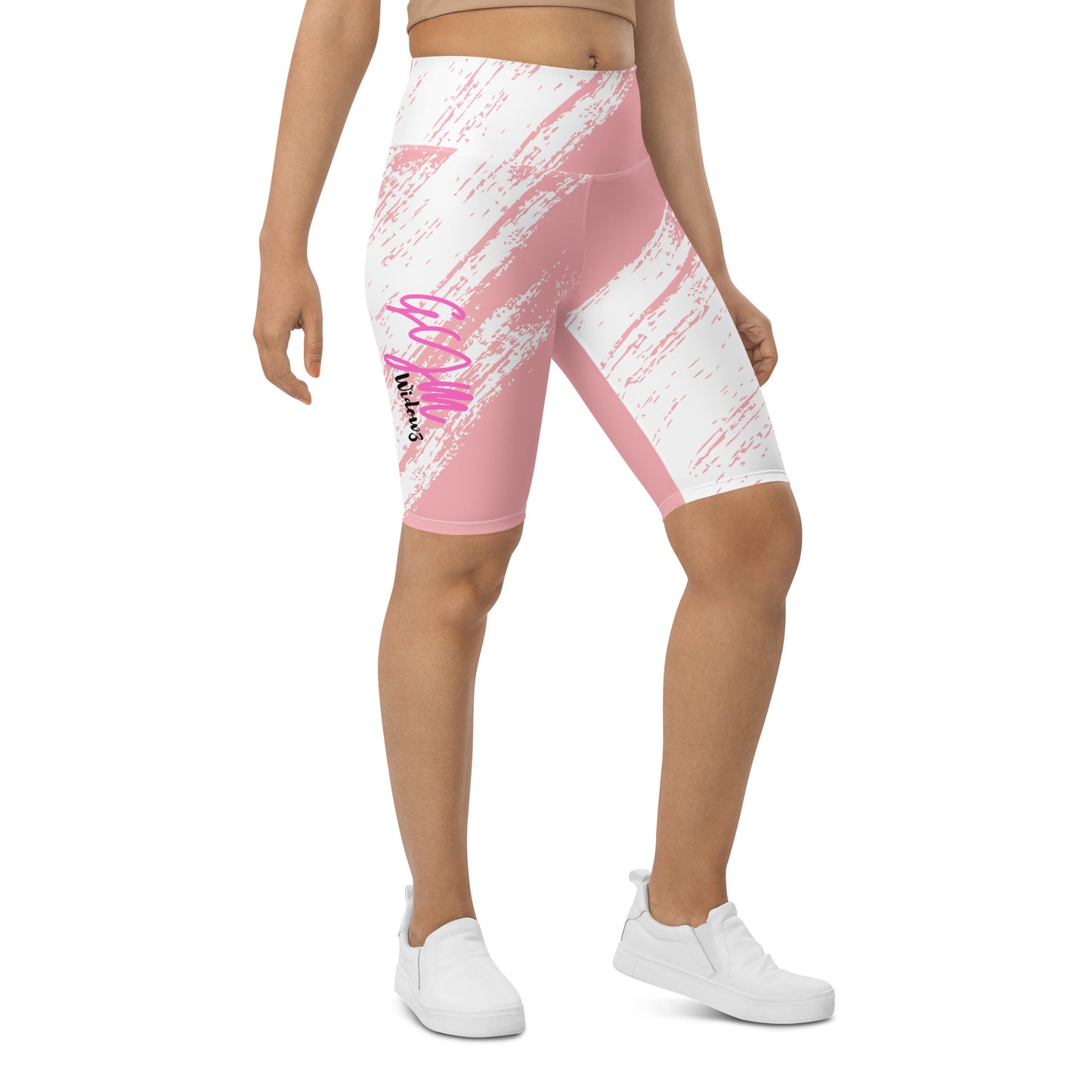 GymWidowz Biker Shorts - Distressed Pink