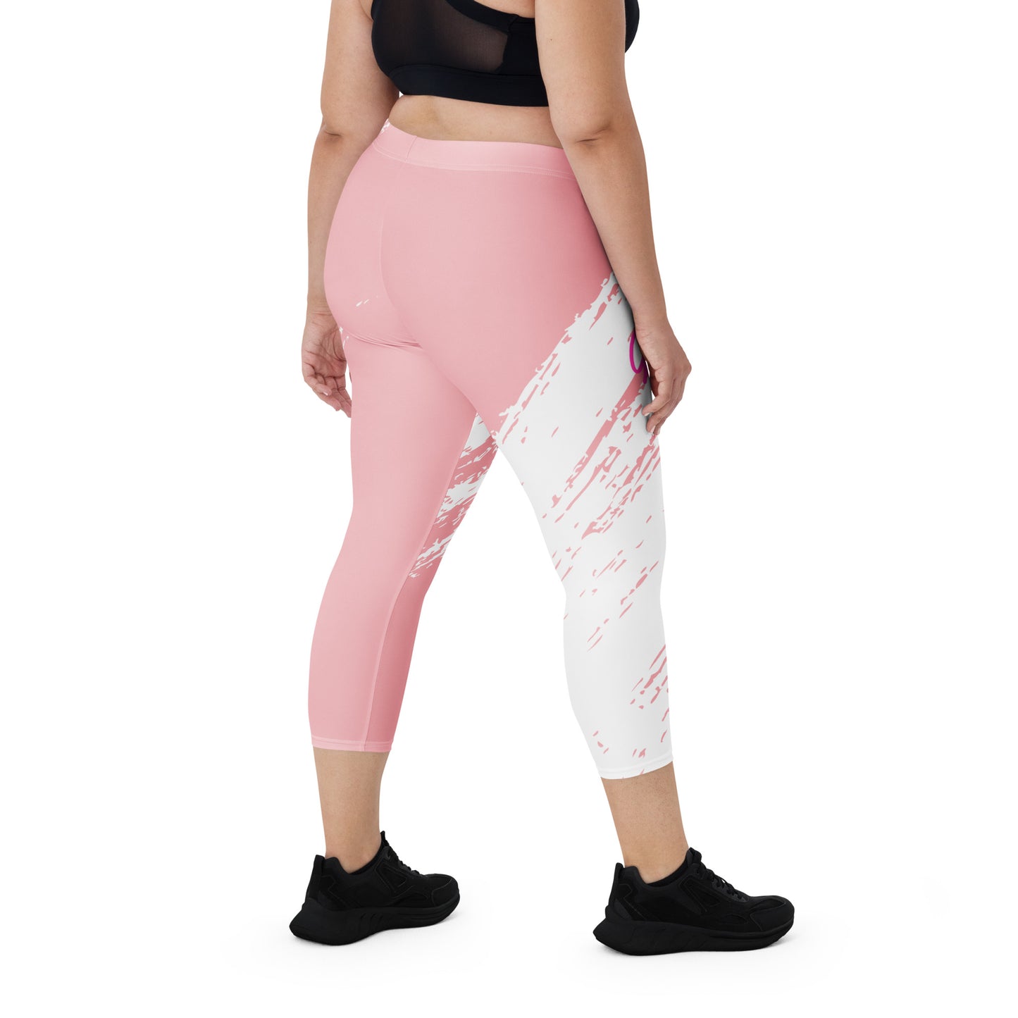 GymWidowz Capri Leggings - Distressed Pink