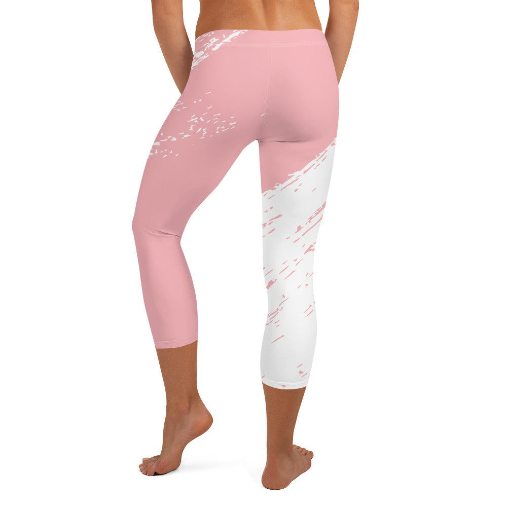 GymWidowz Capri Leggings - Distressed Pink