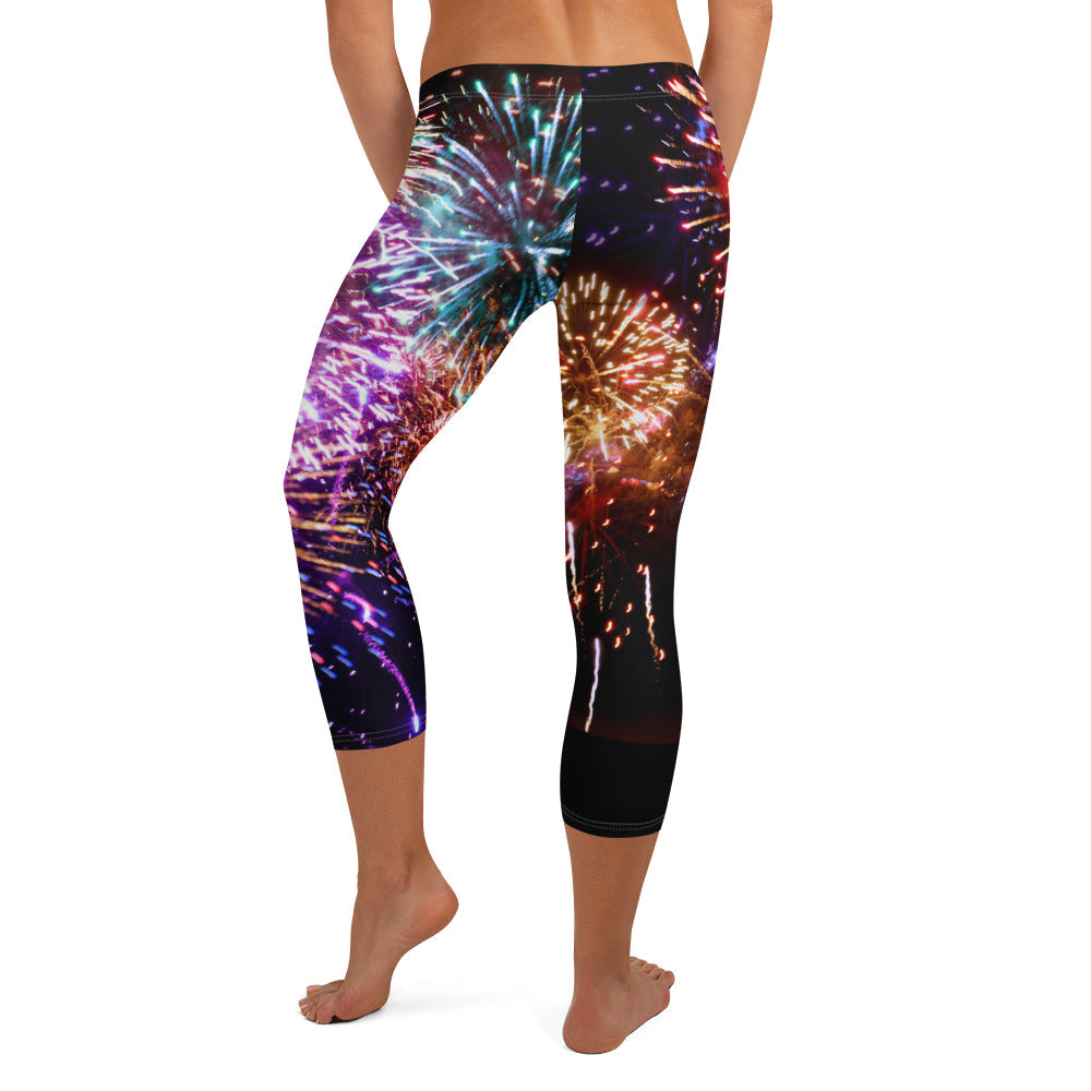 GymWidowz Capri Leggings - Fireworks