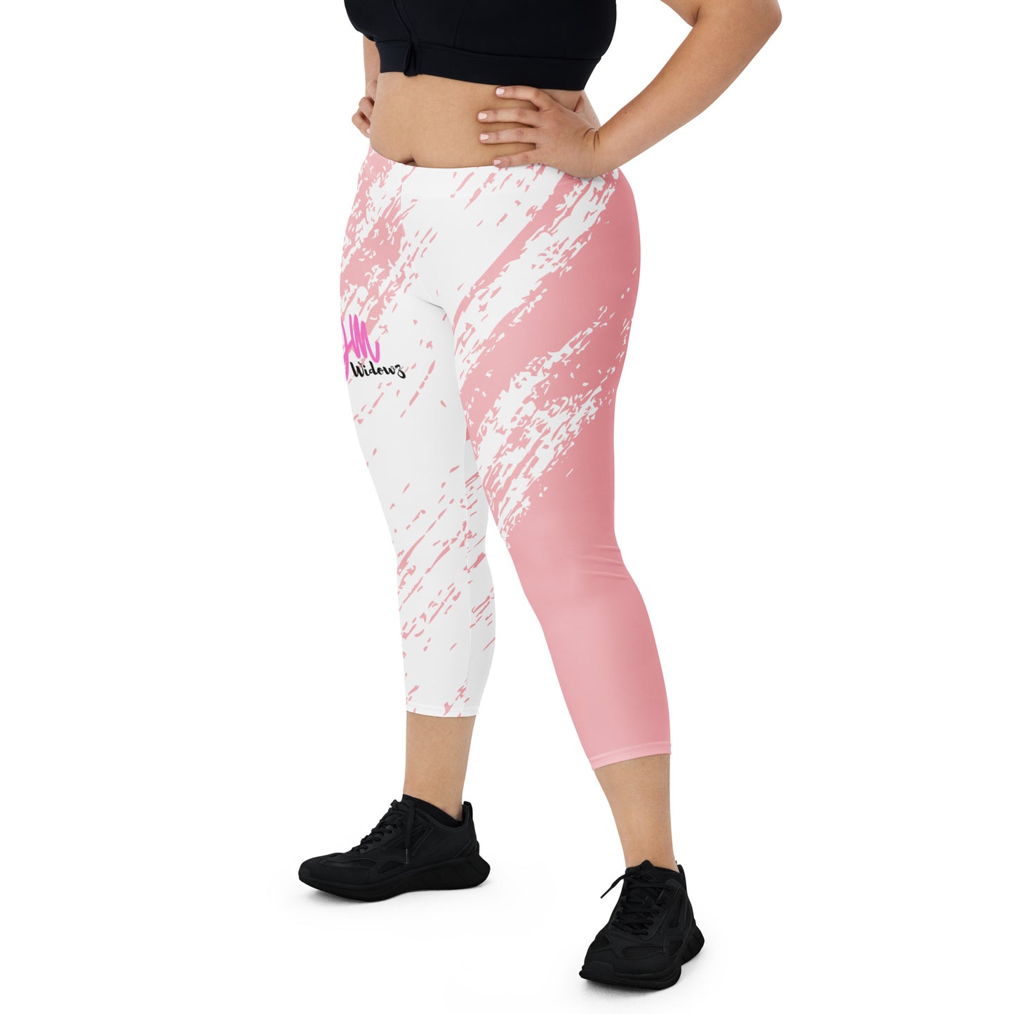 GymWidowz Capri Leggings - Distressed Pink