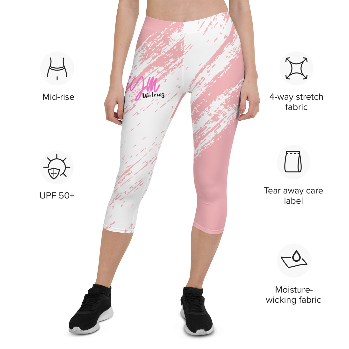 GymWidowz Capri Leggings - Distressed Pink