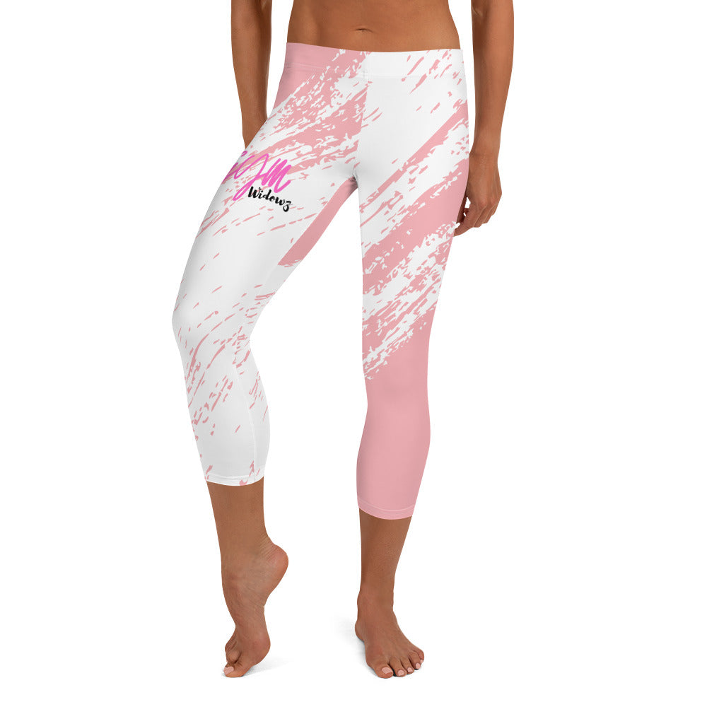 GymWidowz Capri Leggings - Distressed Pink